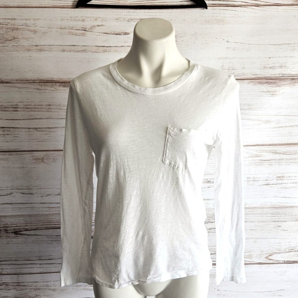 Madewell Crew Neck Long Sleeve Tee Shirt Pocket Tee sz Medium